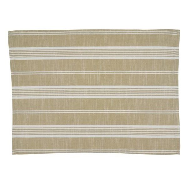Saro Lifestyle SARO 5618.KH1420B 14 x 20 in. Oblong Striped Design Cotton Placemats  Khaki - Set of 4 5618.KH1420B